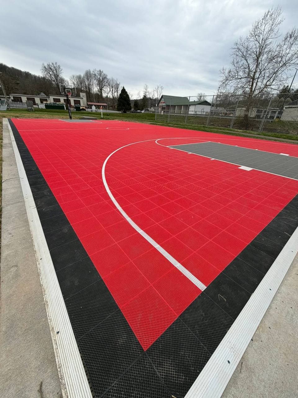 Basketball court lined and ready for pickup games