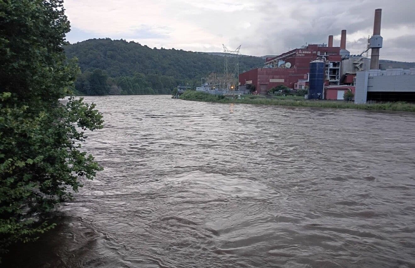 Weather imagery illustrating repeated flood and heat risks