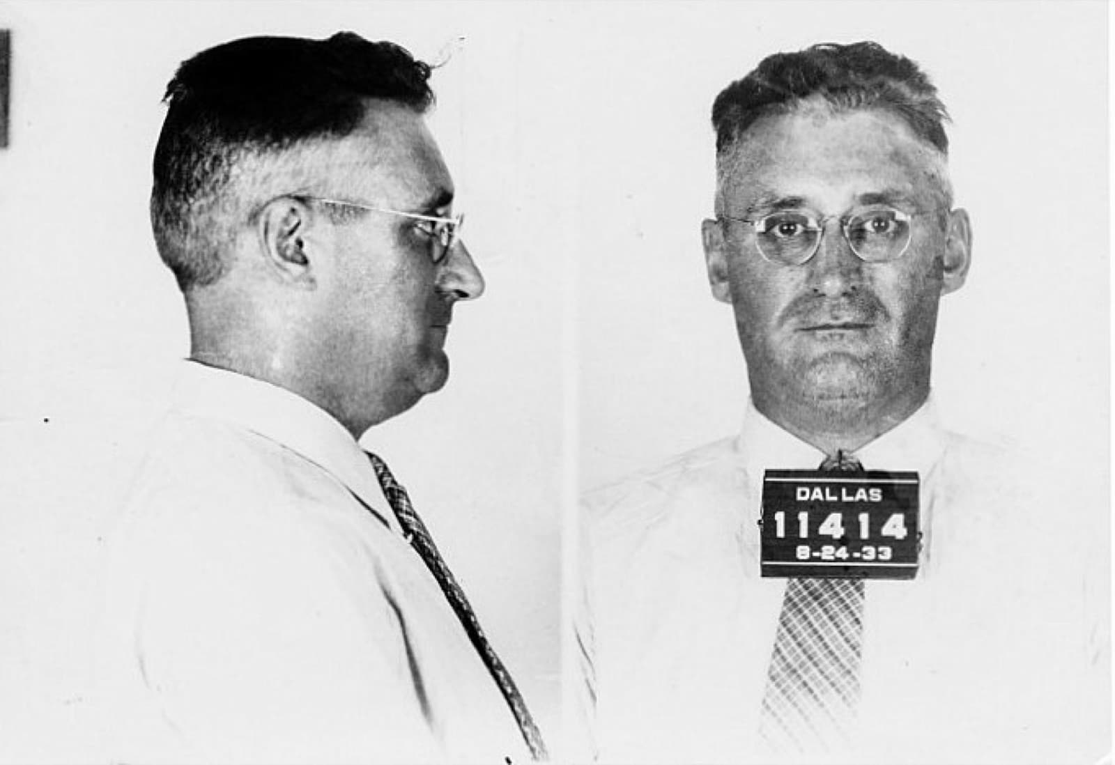 1933 Dallas police mugshot of Harvey Bailey