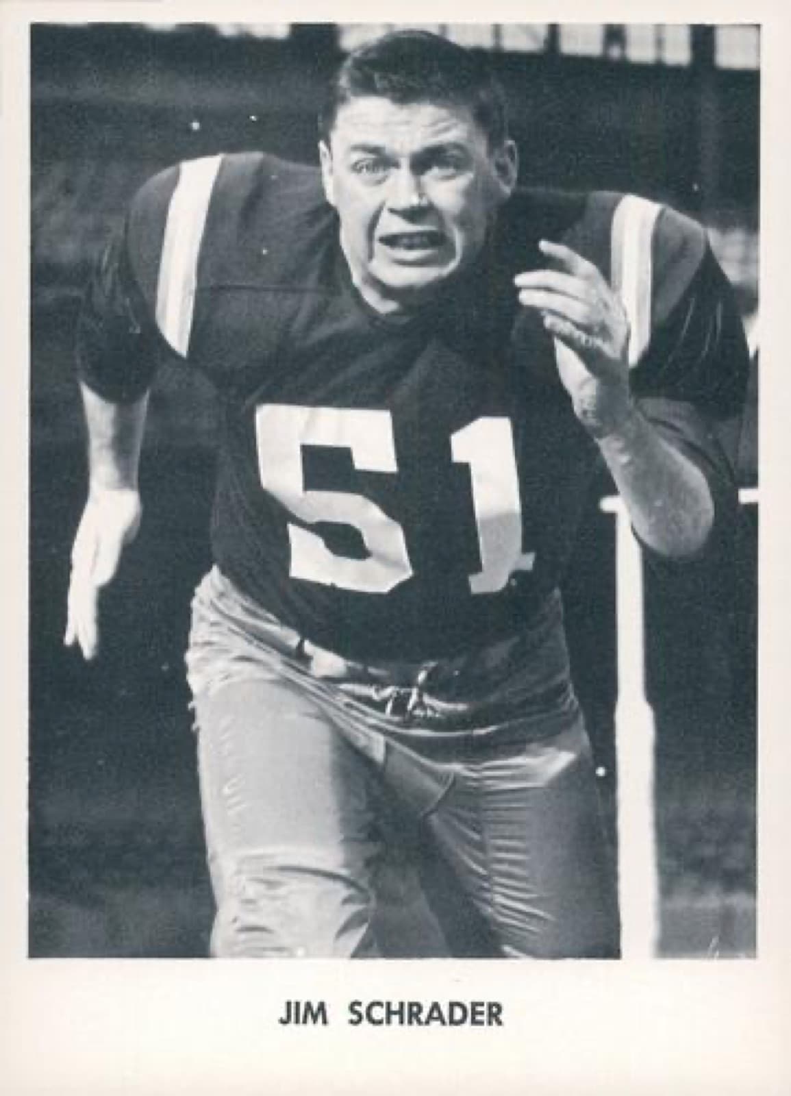 Publicity portrait of football player Jim Schrader